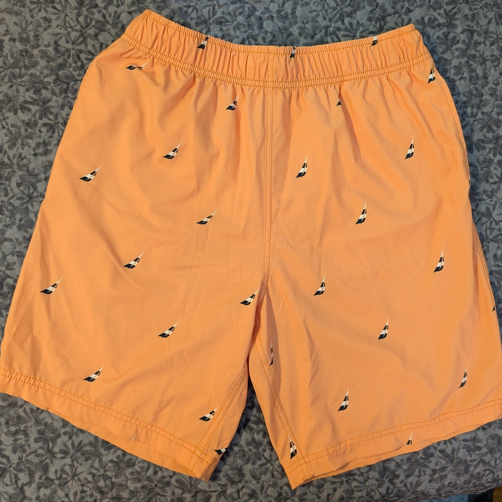 Nautica Orange Swim Trunks with Nautical Print